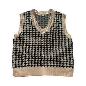 Plaid Gingham Knit Sweater Vest